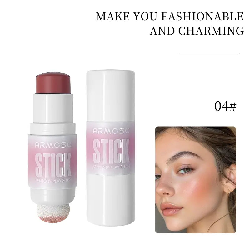 ARMOSU Cream Blush Stick - Flawless Cosmetic with Silky Hydrating Formula for Daily Dewy Natural Glow & Long-Lasting Wear, Gentle