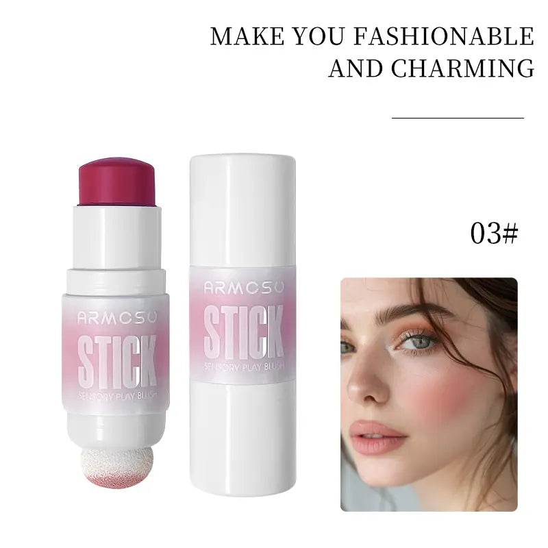ARMOSU Cream Blush Stick - Flawless Cosmetic with Silky Hydrating Formula for Daily Dewy Natural Glow & Long-Lasting Wear, Gentle