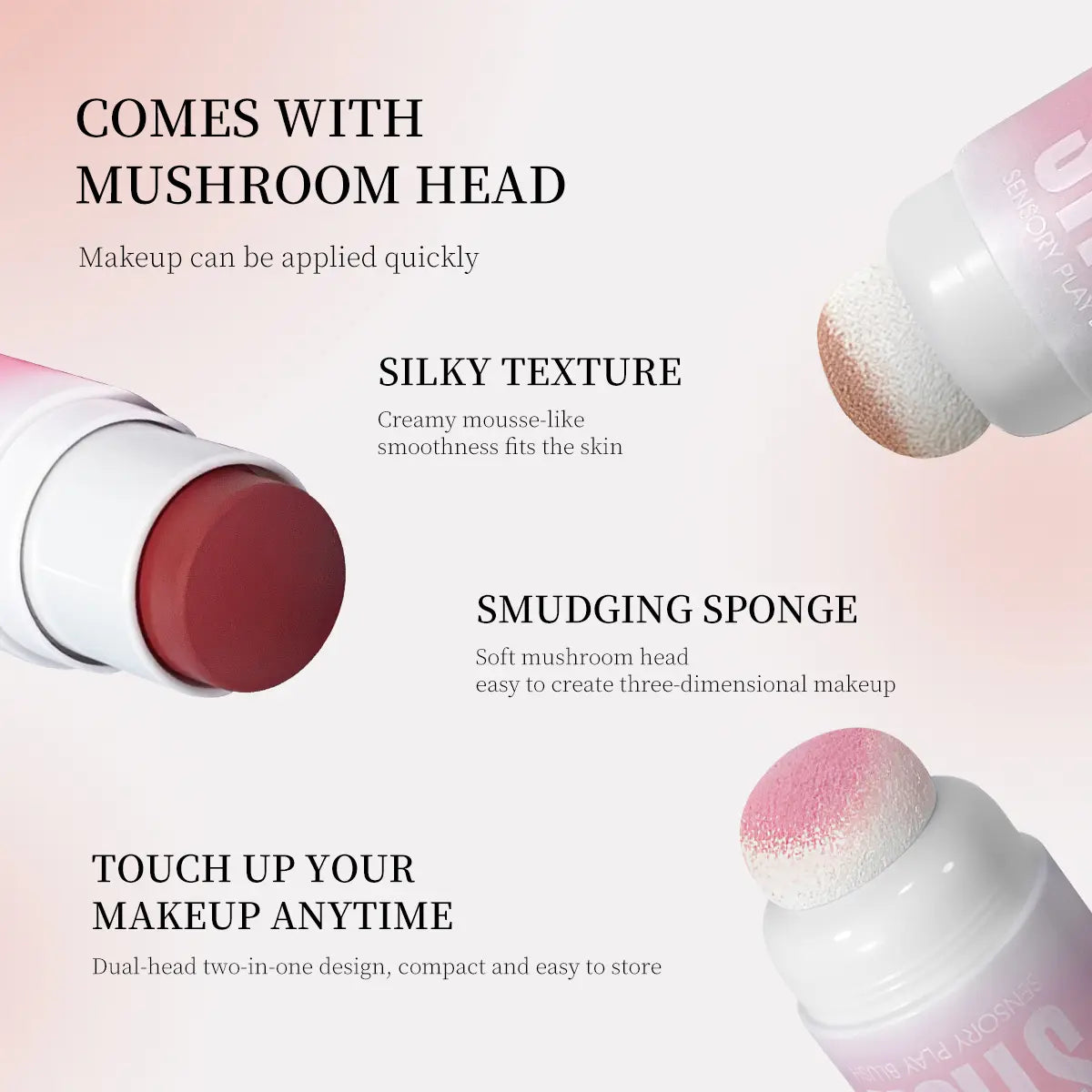 ARMOSU Cream Blush Stick - Flawless Cosmetic with Silky Hydrating Formula for Daily Dewy Natural Glow & Long-Lasting Wear, Gentle