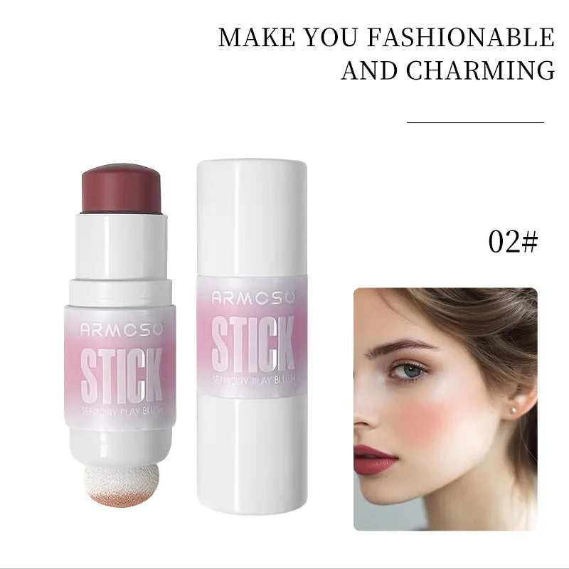 ARMOSU Cream Blush Stick - Flawless Cosmetic with Silky Hydrating Formula for Daily Dewy Natural Glow & Long-Lasting Wear, Gentle
